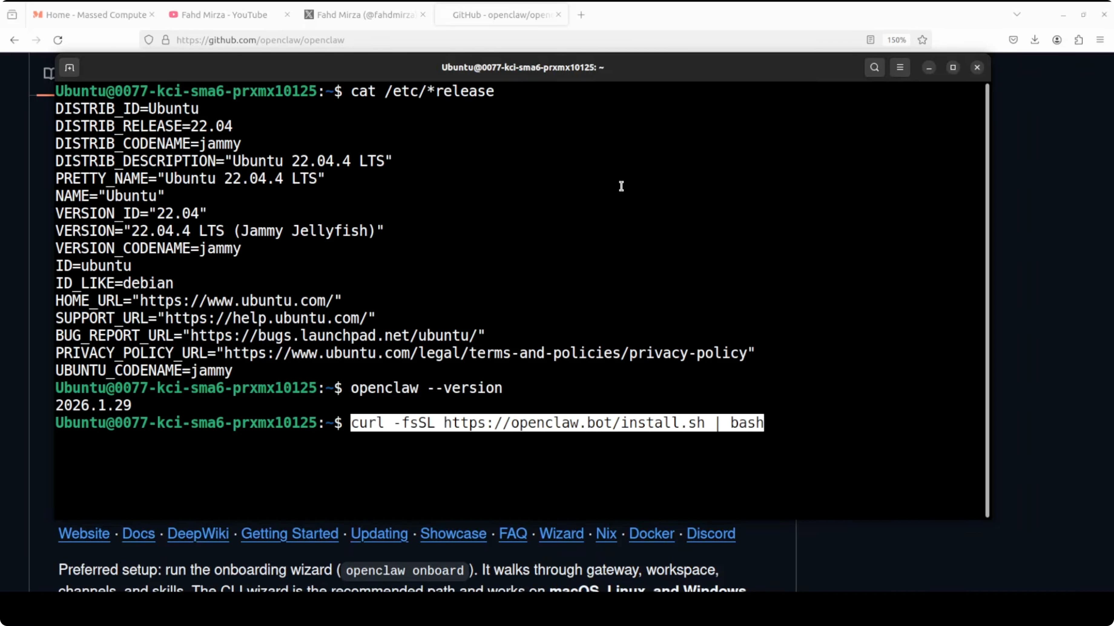 Log di aggiornamento OpenClaw con verifica dei plugin