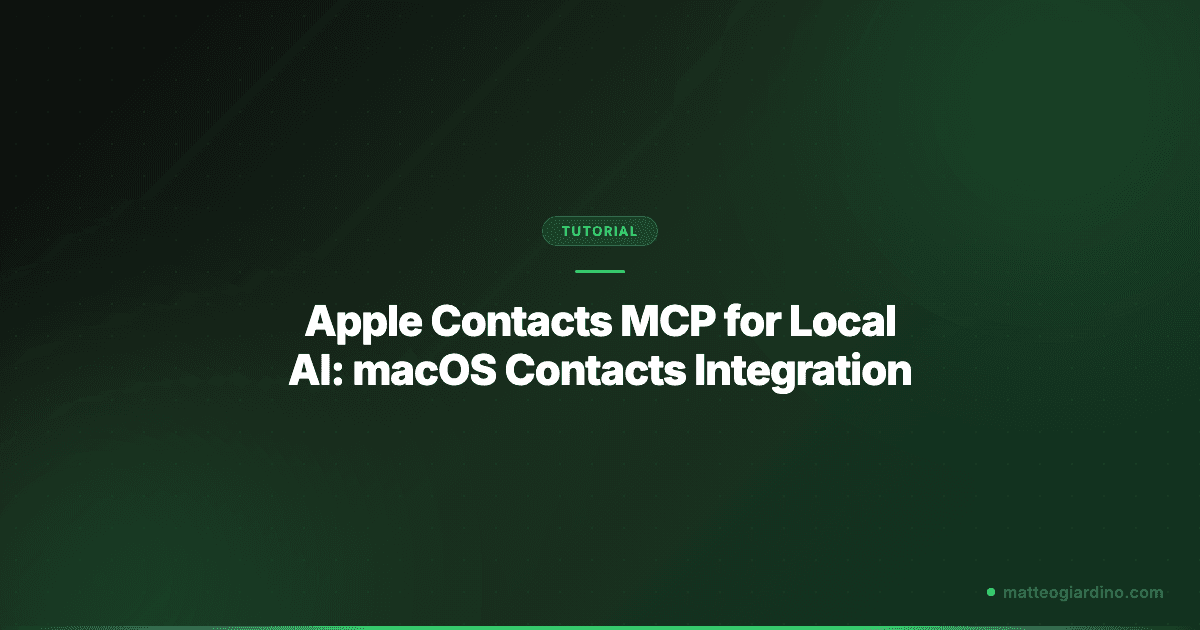 Apple Contacts MCP for Local AI: macOS Contacts Integration