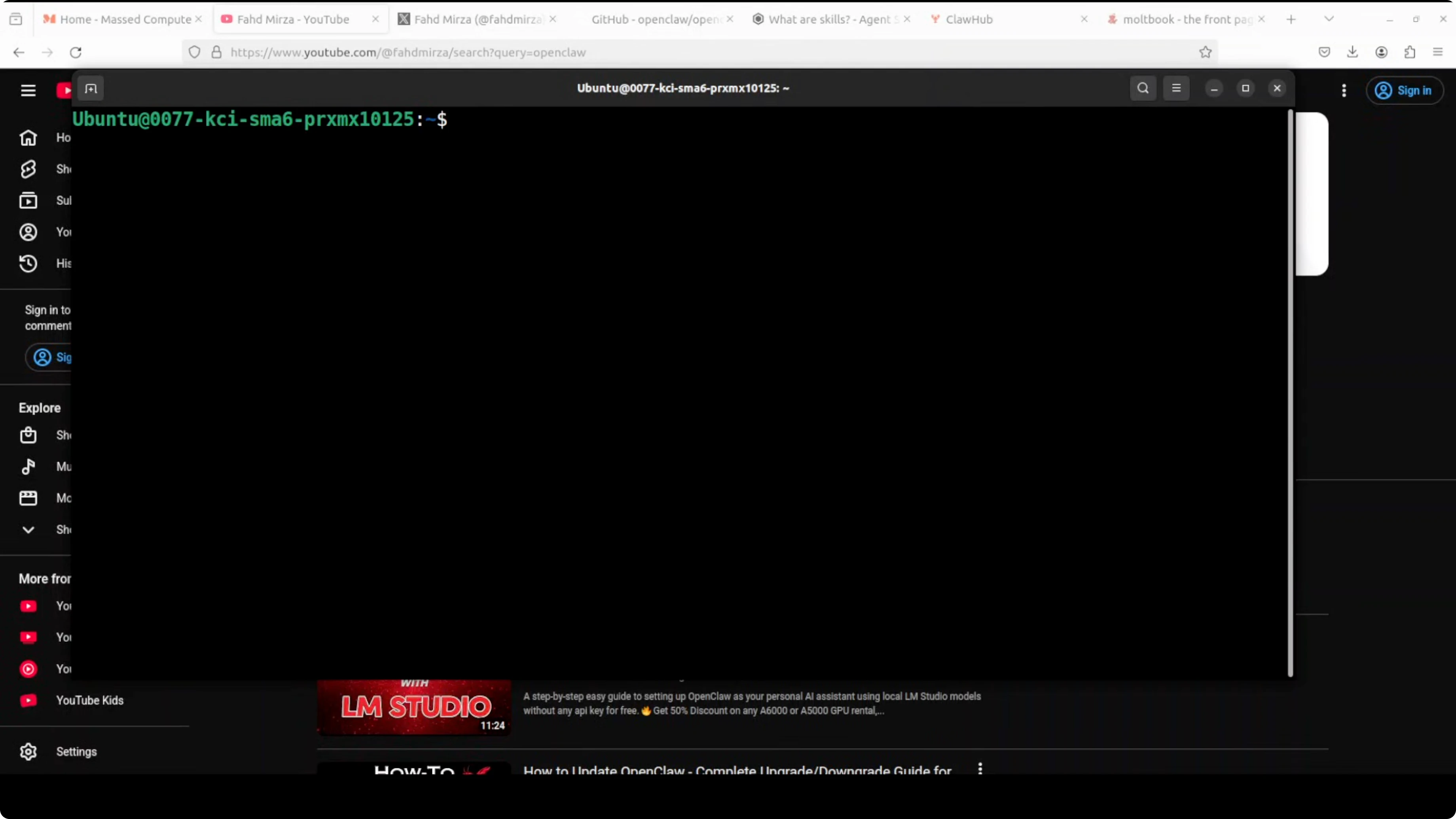 Terminale che mostra la creazione della struttura delle directory delle skill di OpenClaw