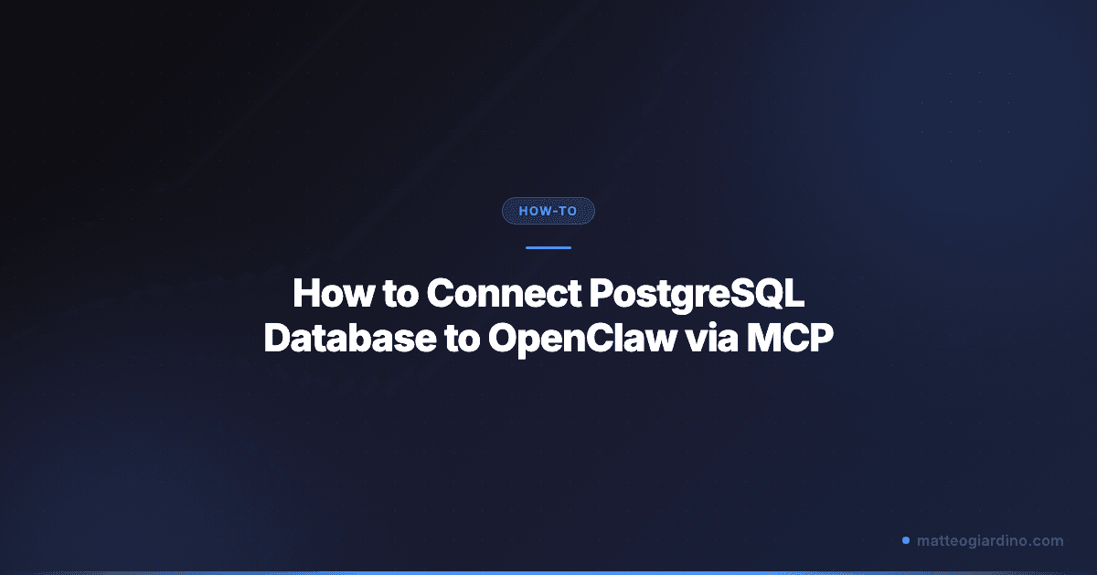 Architecture diagram of MCP for PostgreSQL and OpenClaw