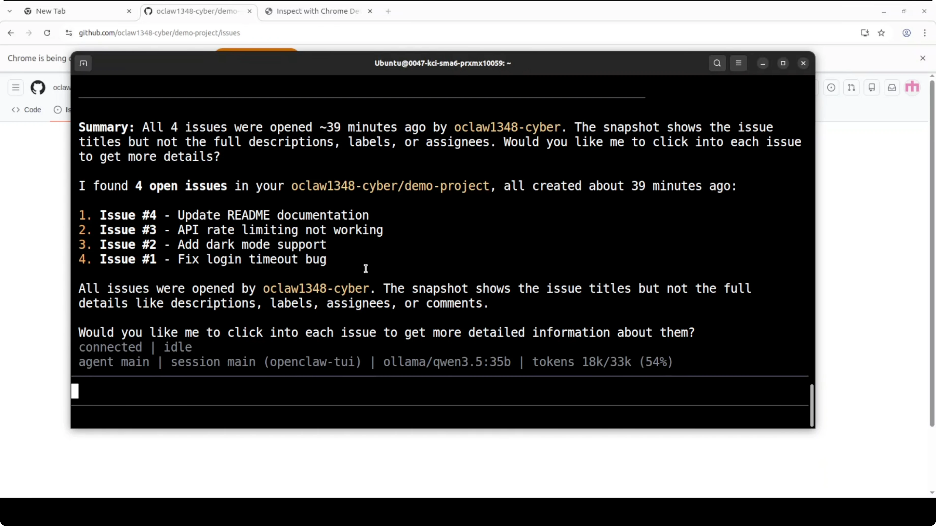 Chrome security prompt when an agent connects