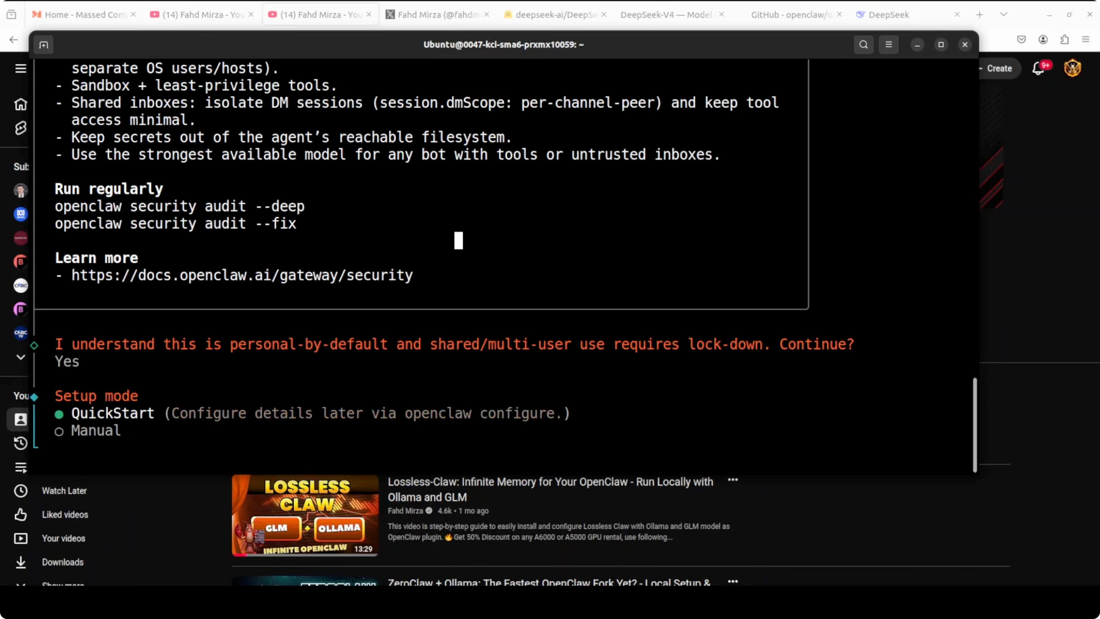 Setup di OpenClaw nel terminale