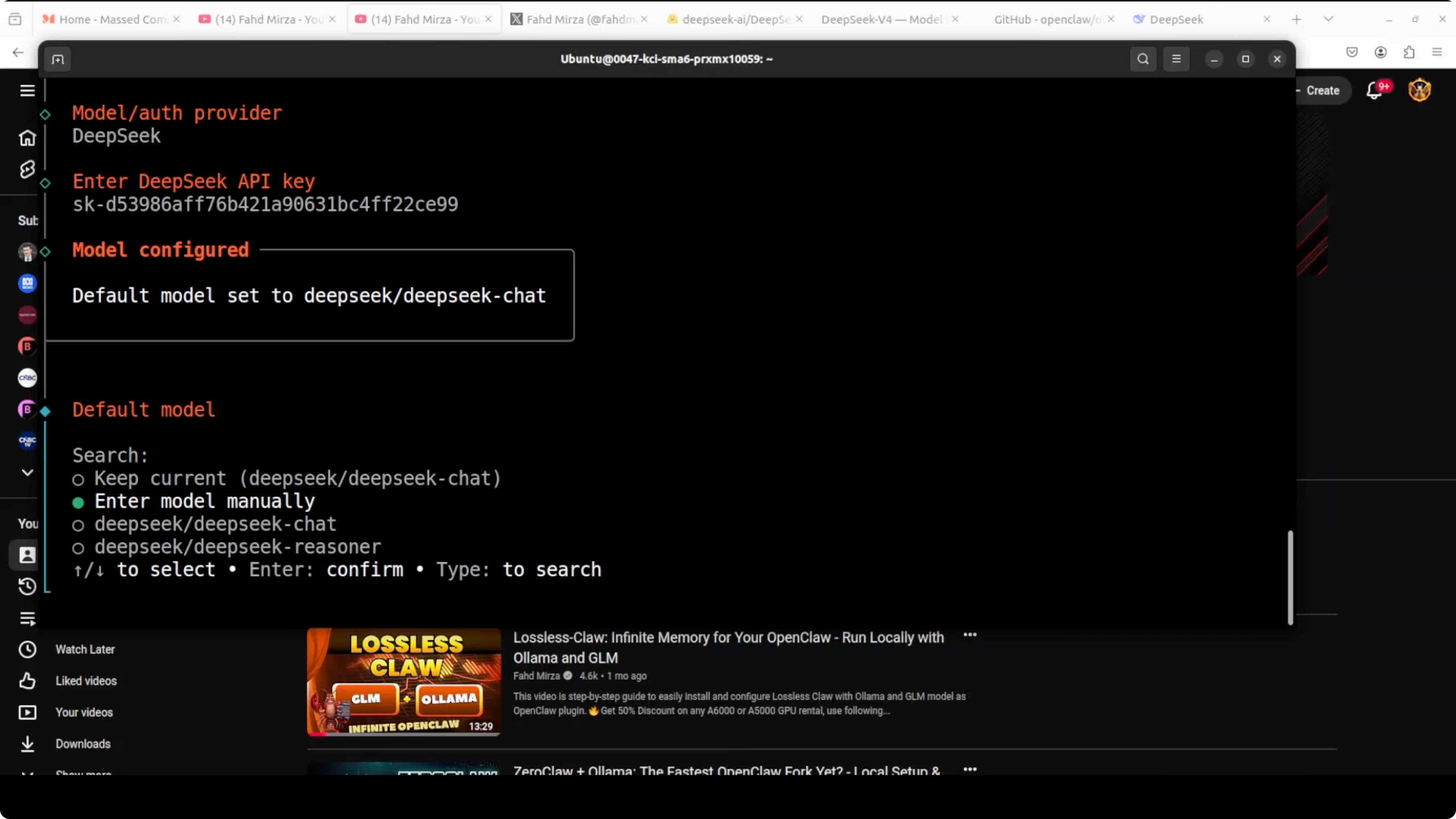 Configurazione del modello DeepSeek V4 Pro