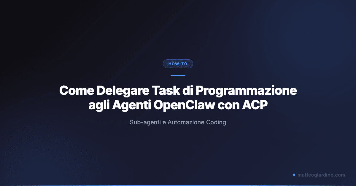 Come Delegare Task di Programmazione agli Agenti OpenClaw con ACP