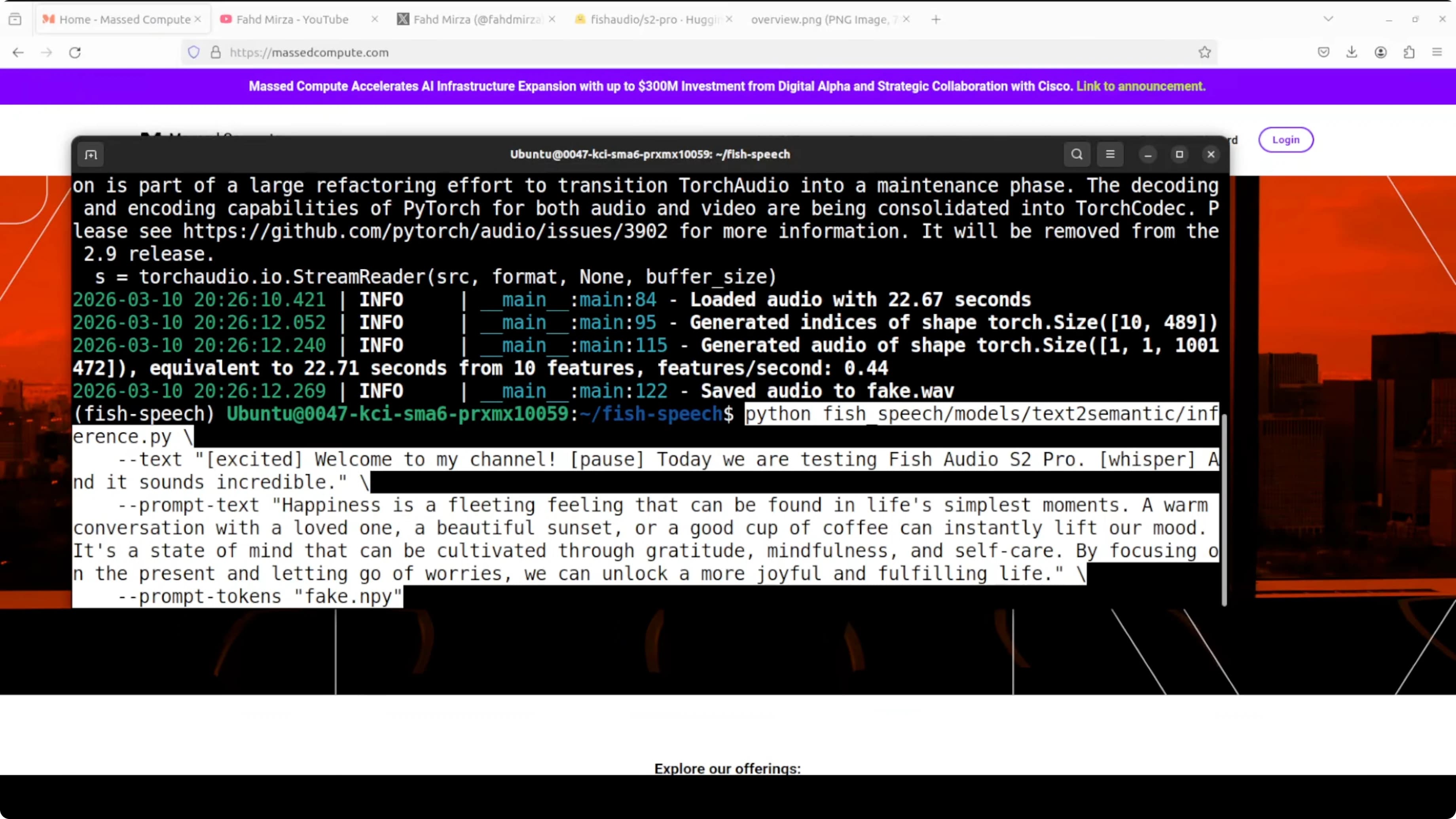 Generating semantic tokens from text with voice cloning