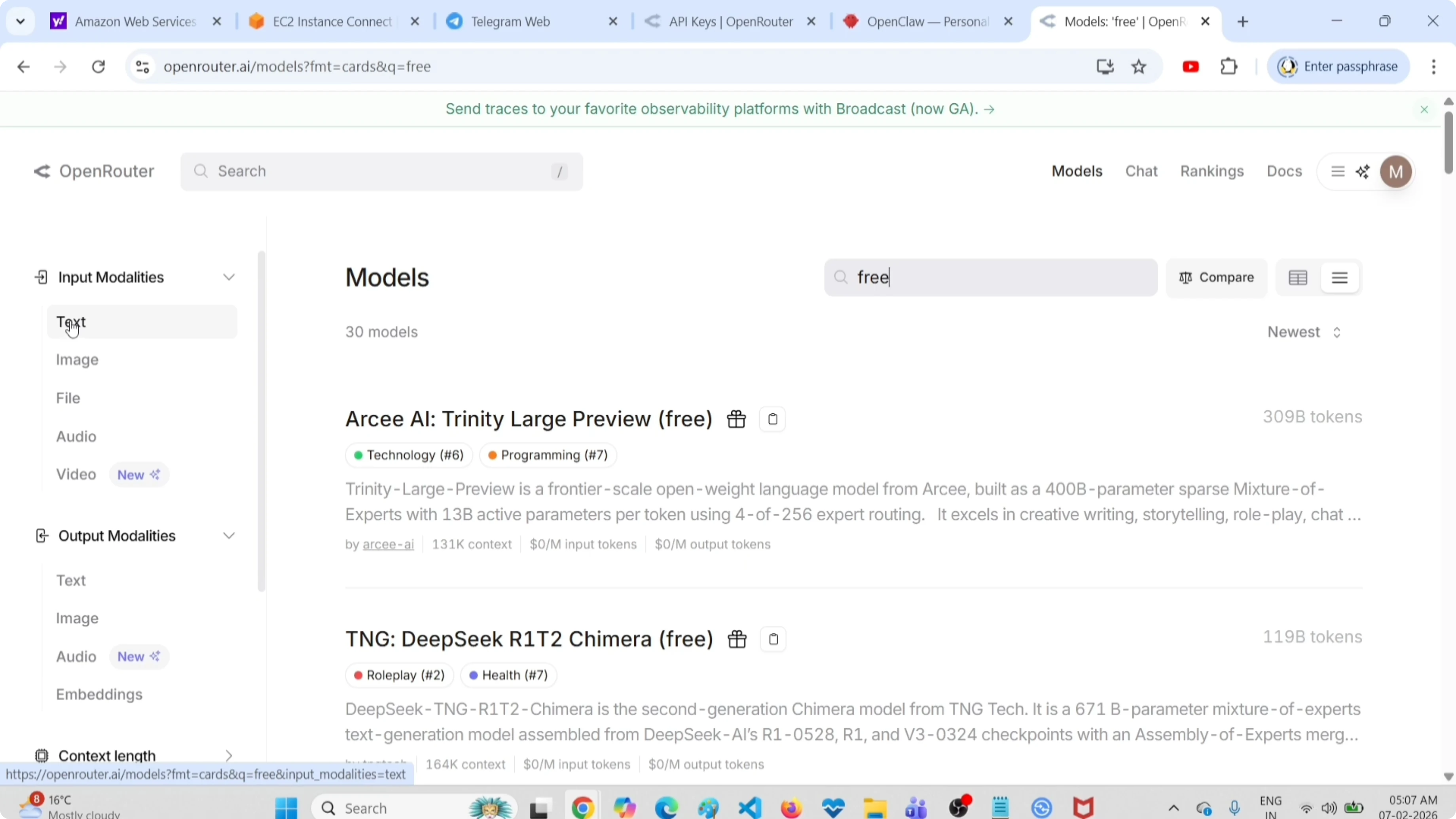 Filtro per modelli con input testo e output testo