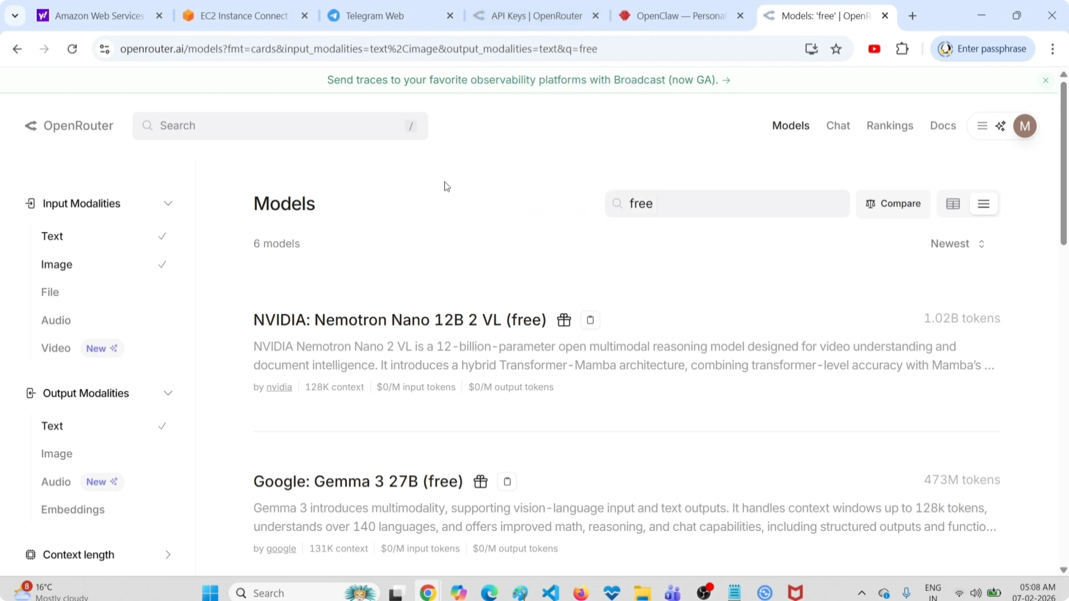 Configurazione OpenClaw con modello gratuito impostato come primario