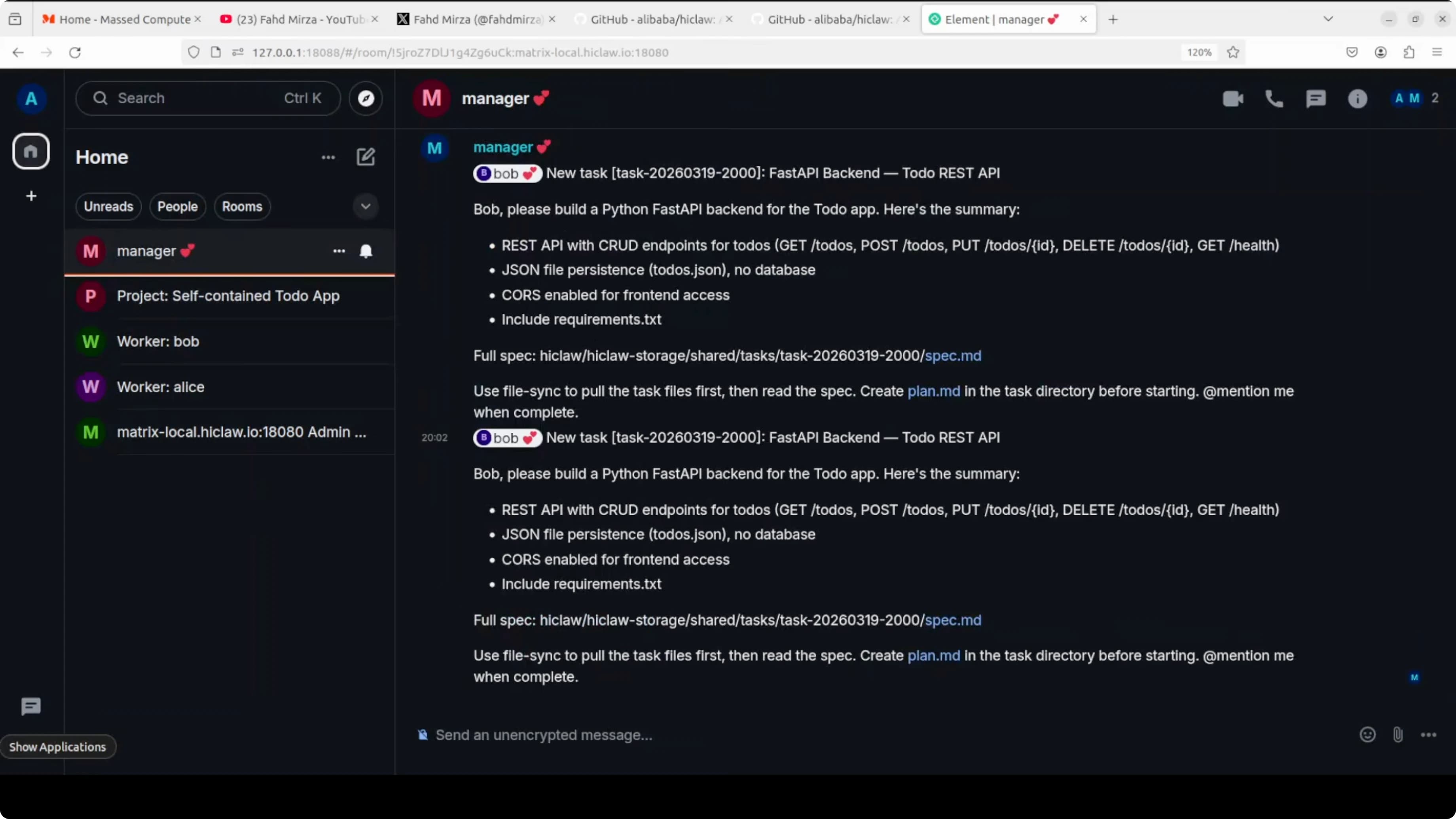 Multi-agent task progress