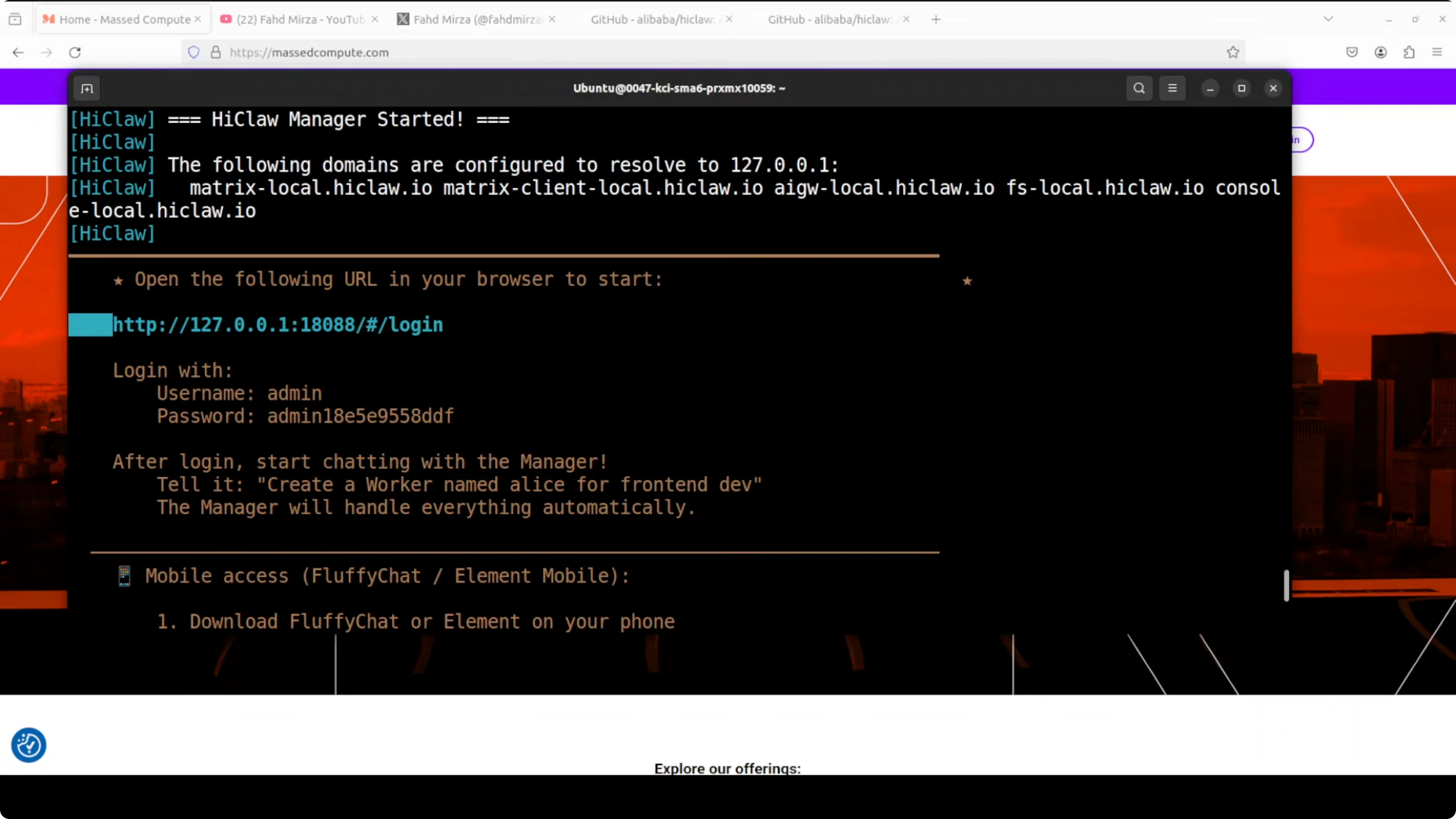 Interfaccia login HiClaw
