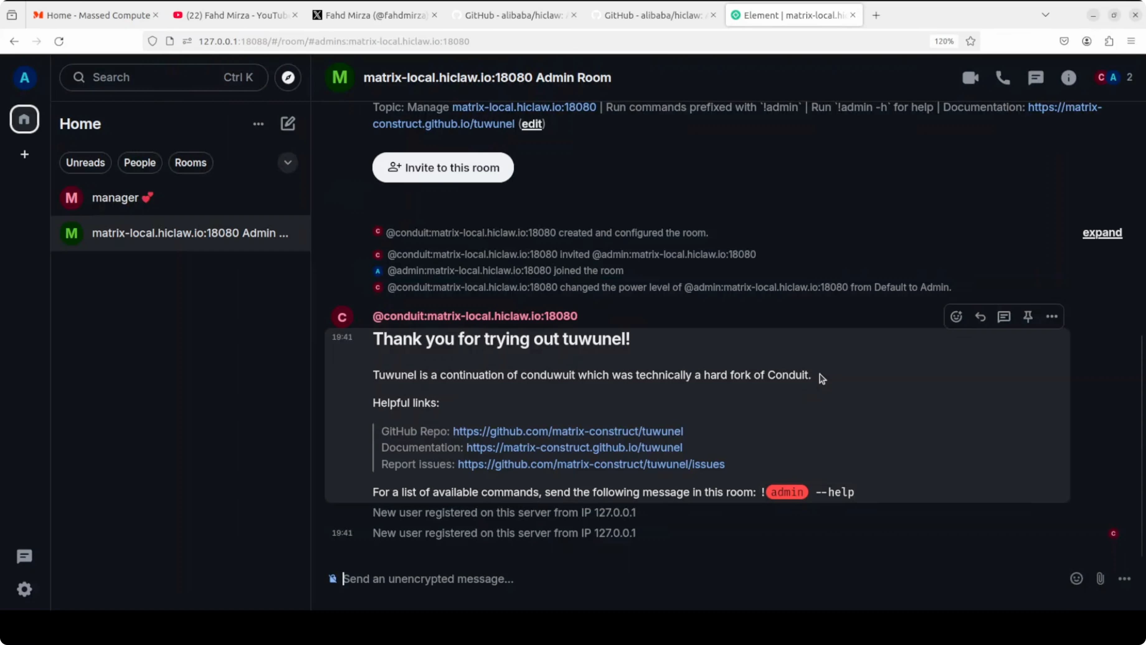 Dashboard HiClaw dopo il login