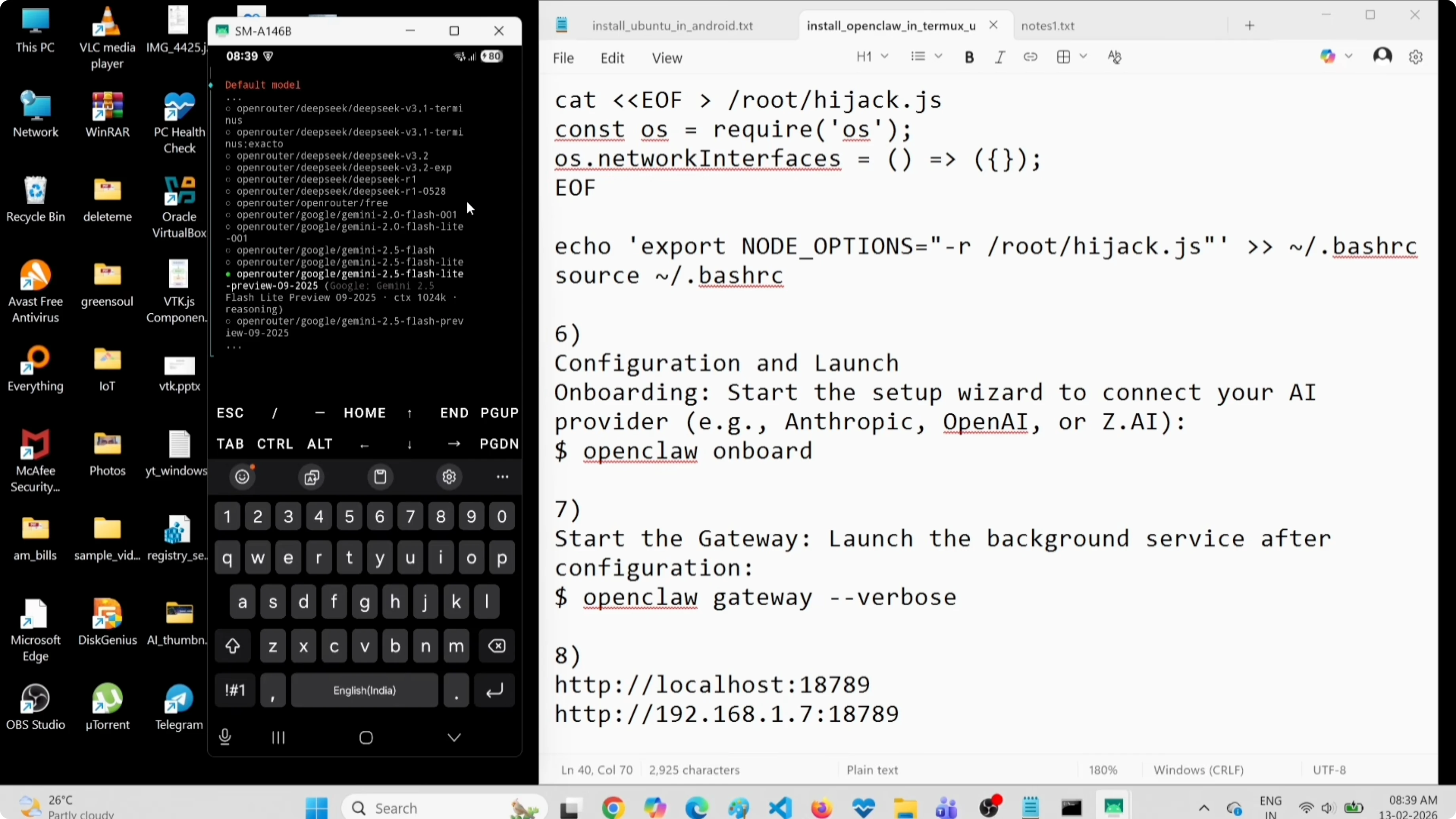Selecting free Gemini Flash model on OpenRouter