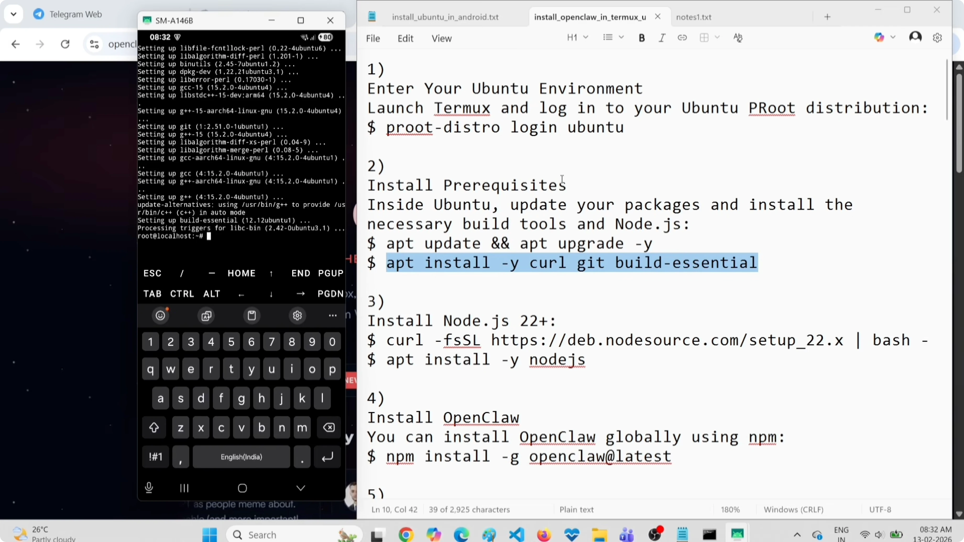 Installazione Node.js e OpenClaw su Android