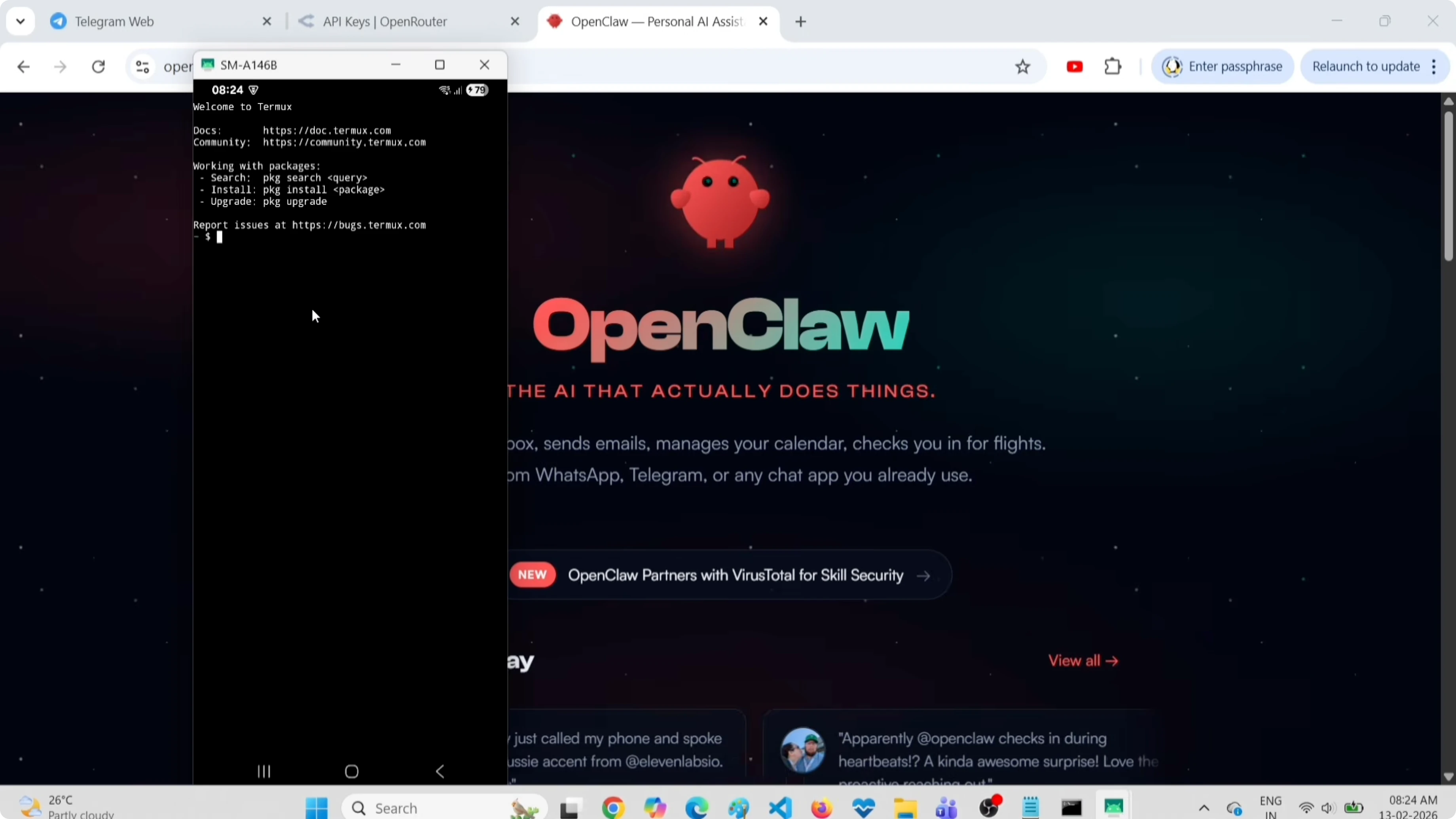 Apertura di Termux su Android