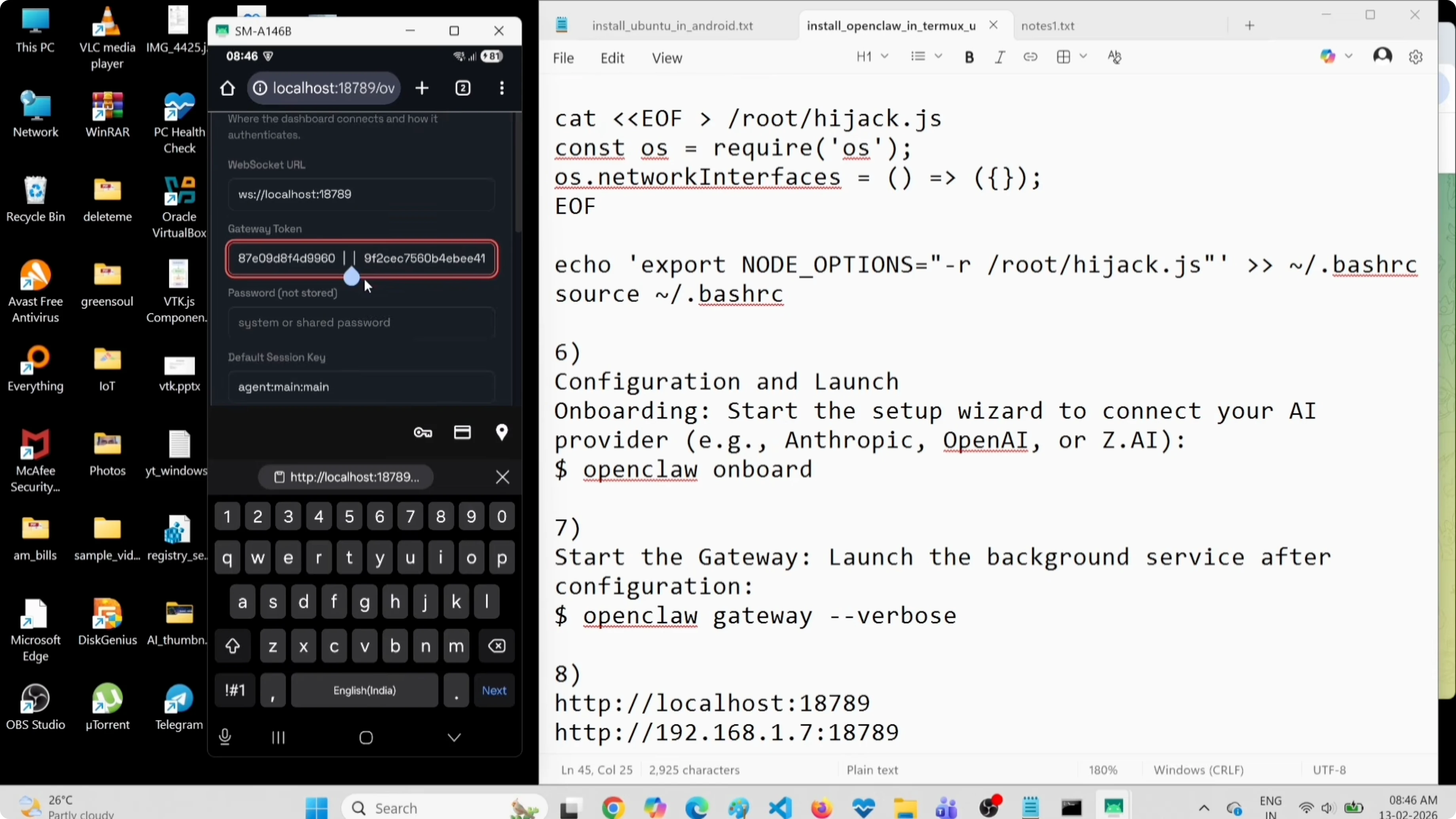Lettura del gateway token dal config OpenClaw