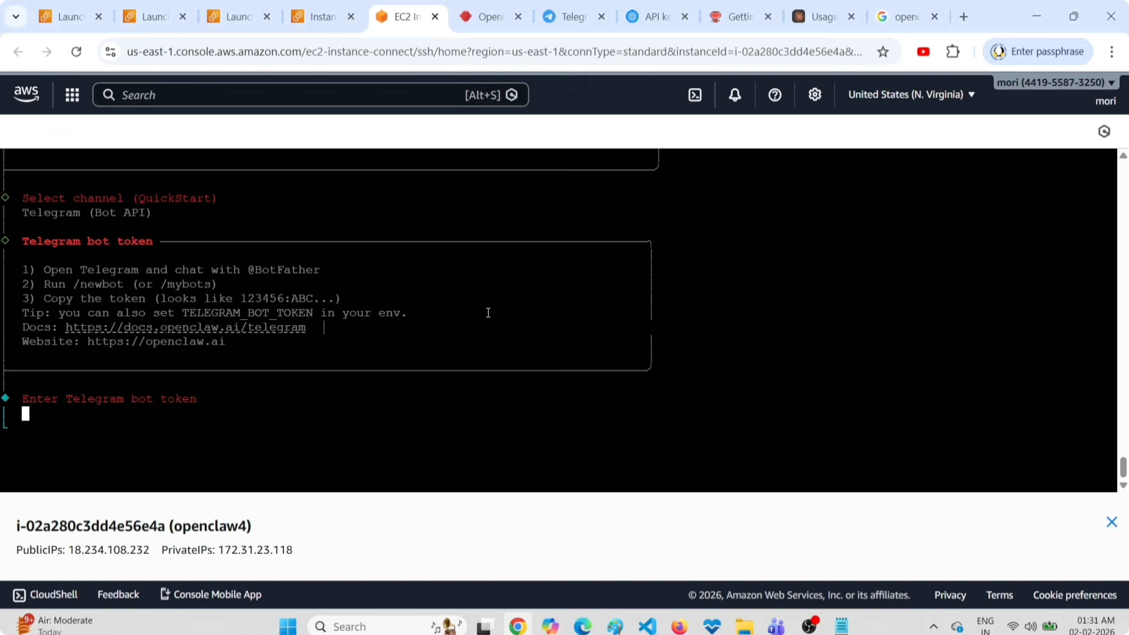 Configurazione del canale Telegram e creazione del bot con BotFather