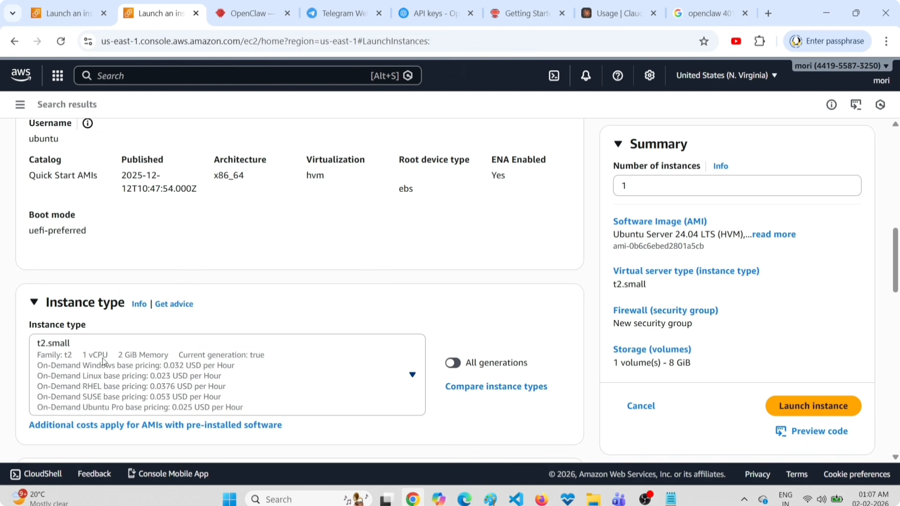 Connessione all'istanza EC2 tramite Instance Connect nel browser