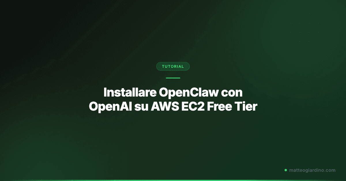 Installare OpenClaw con OpenAI su AWS EC2 Free Tier