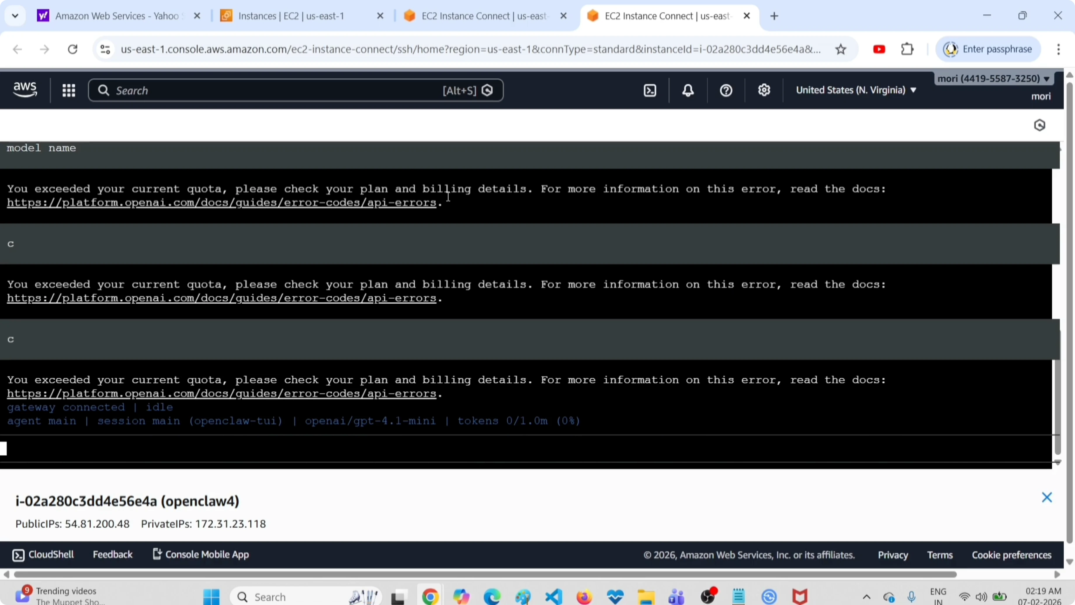 Comando per lanciare la terminal UI di OpenClaw