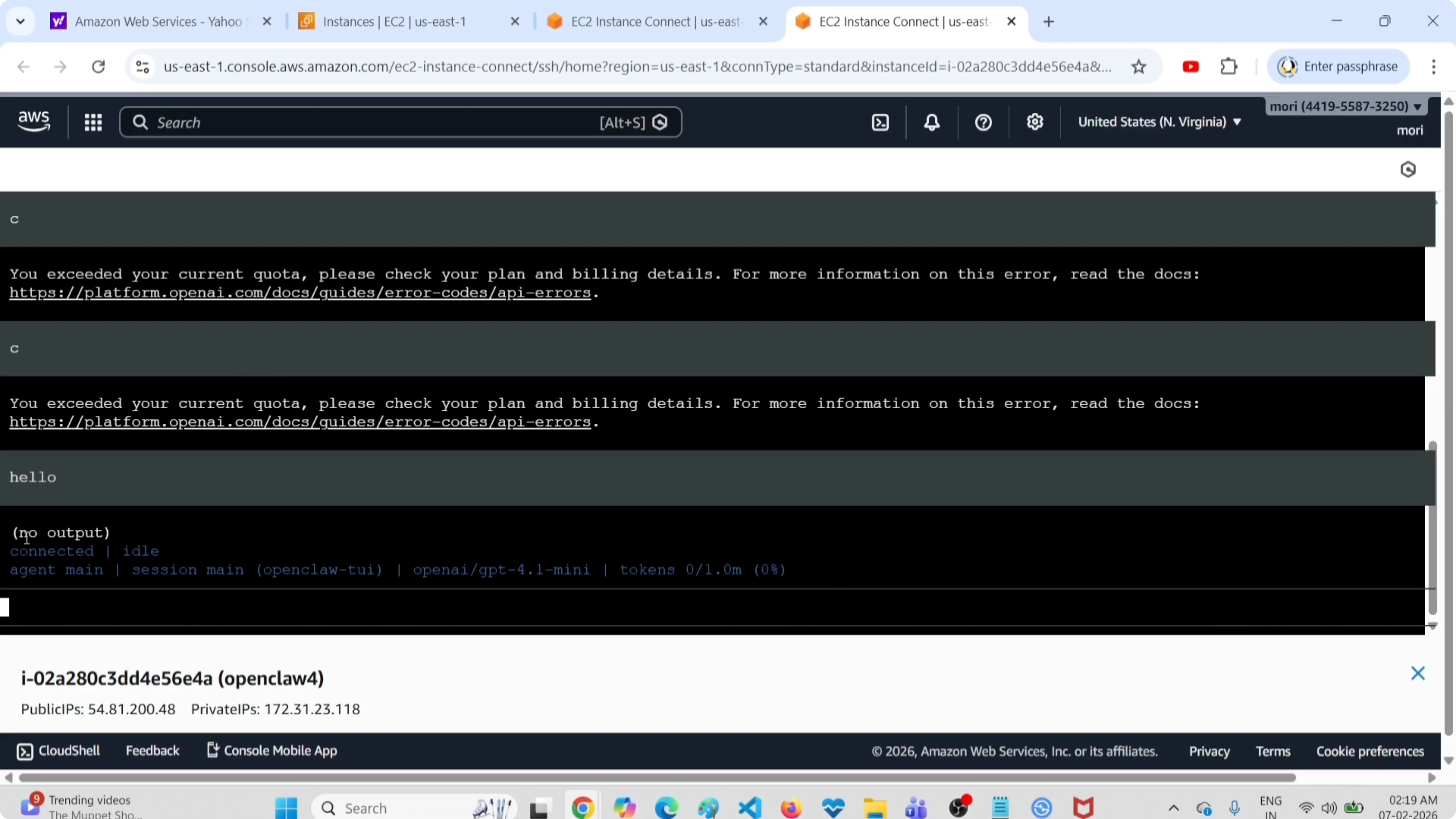 Digitare messaggi nella terminal UI