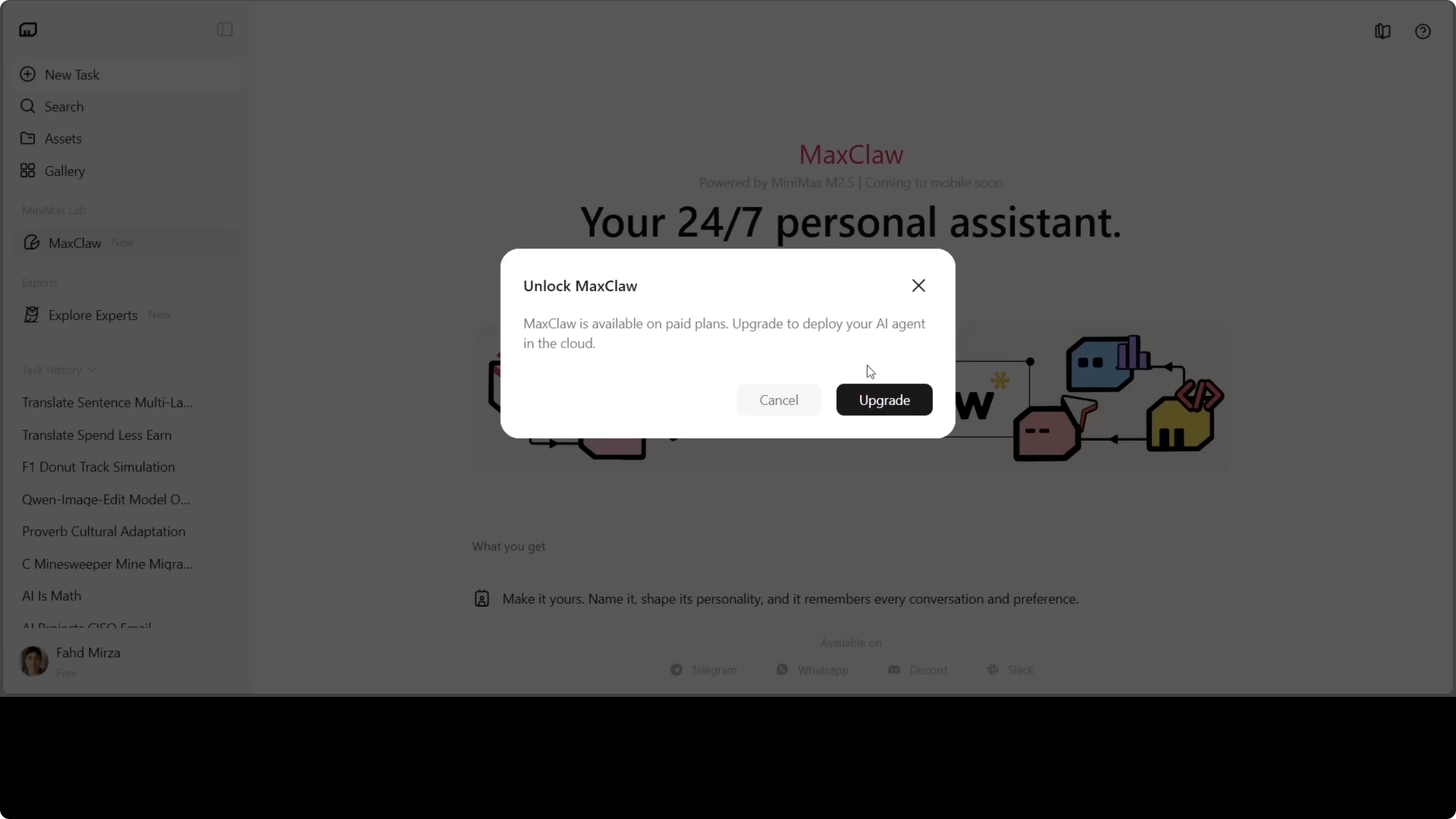 Choosing MaxClaw configuration - Default, Image Generation, or Trend Analysis