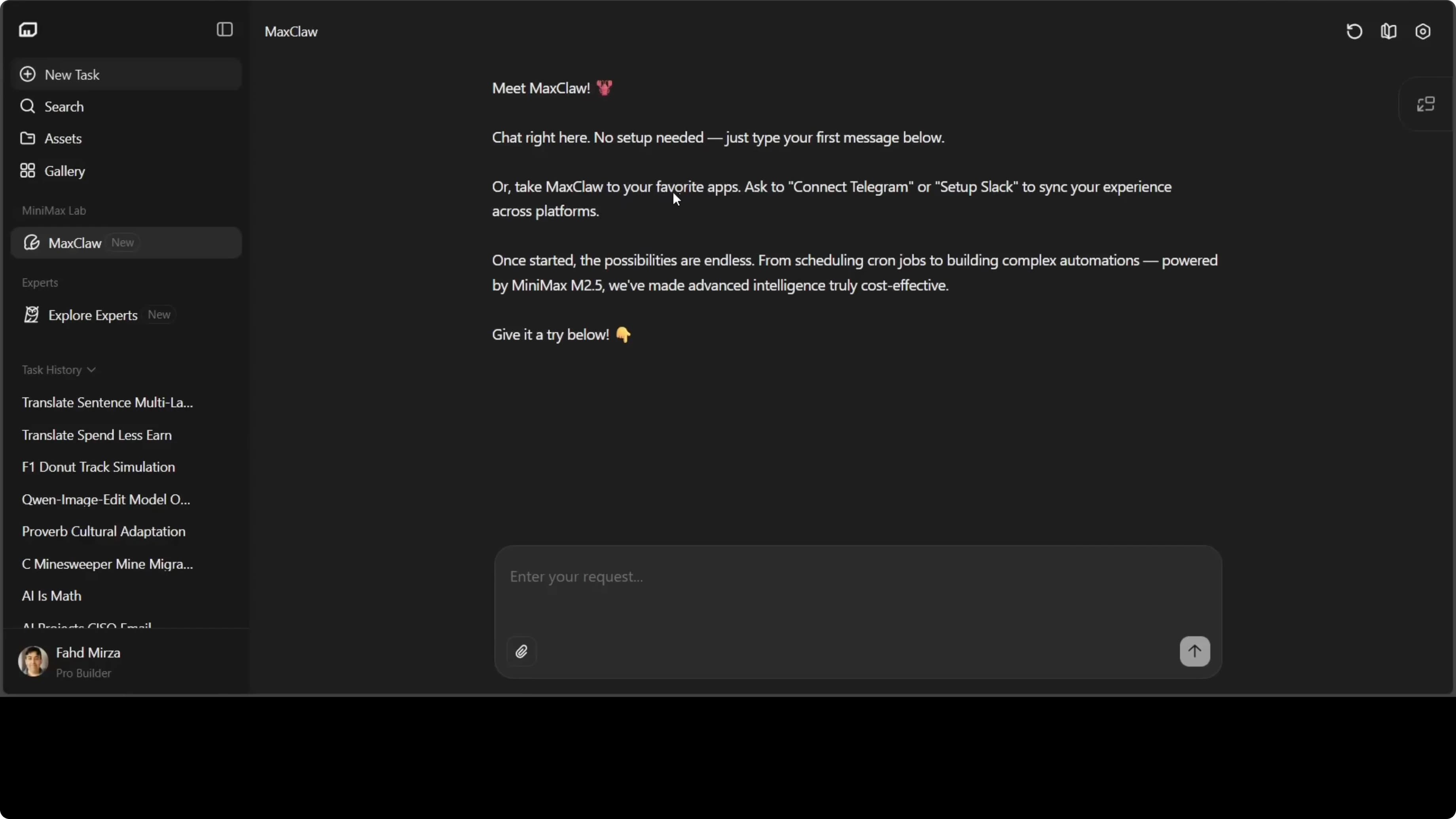 Connecting Telegram in MaxClaw via BotFather token setup