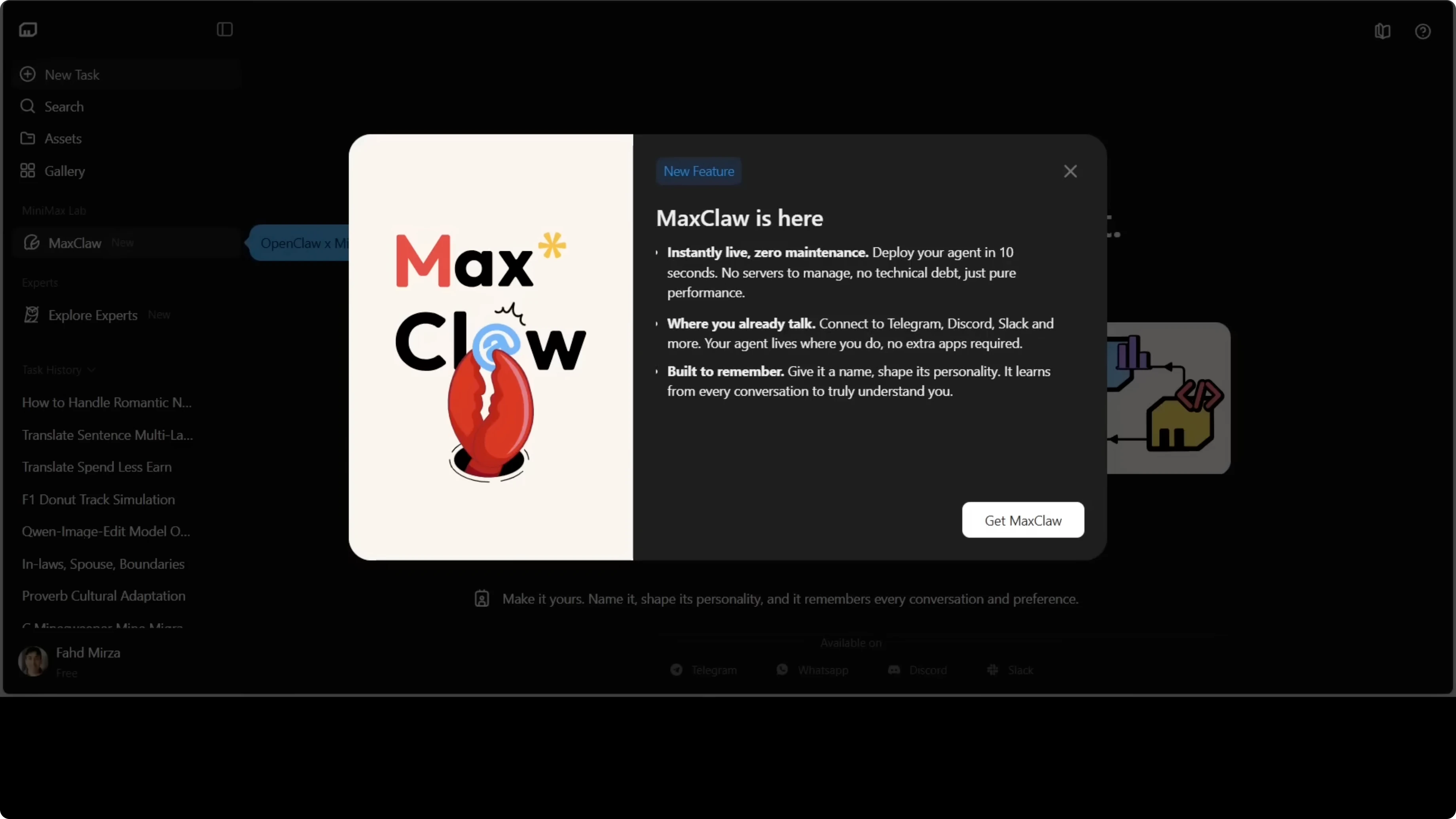 MaxClaw - piattaforma OpenClaw gestita nel cloud da Minimax