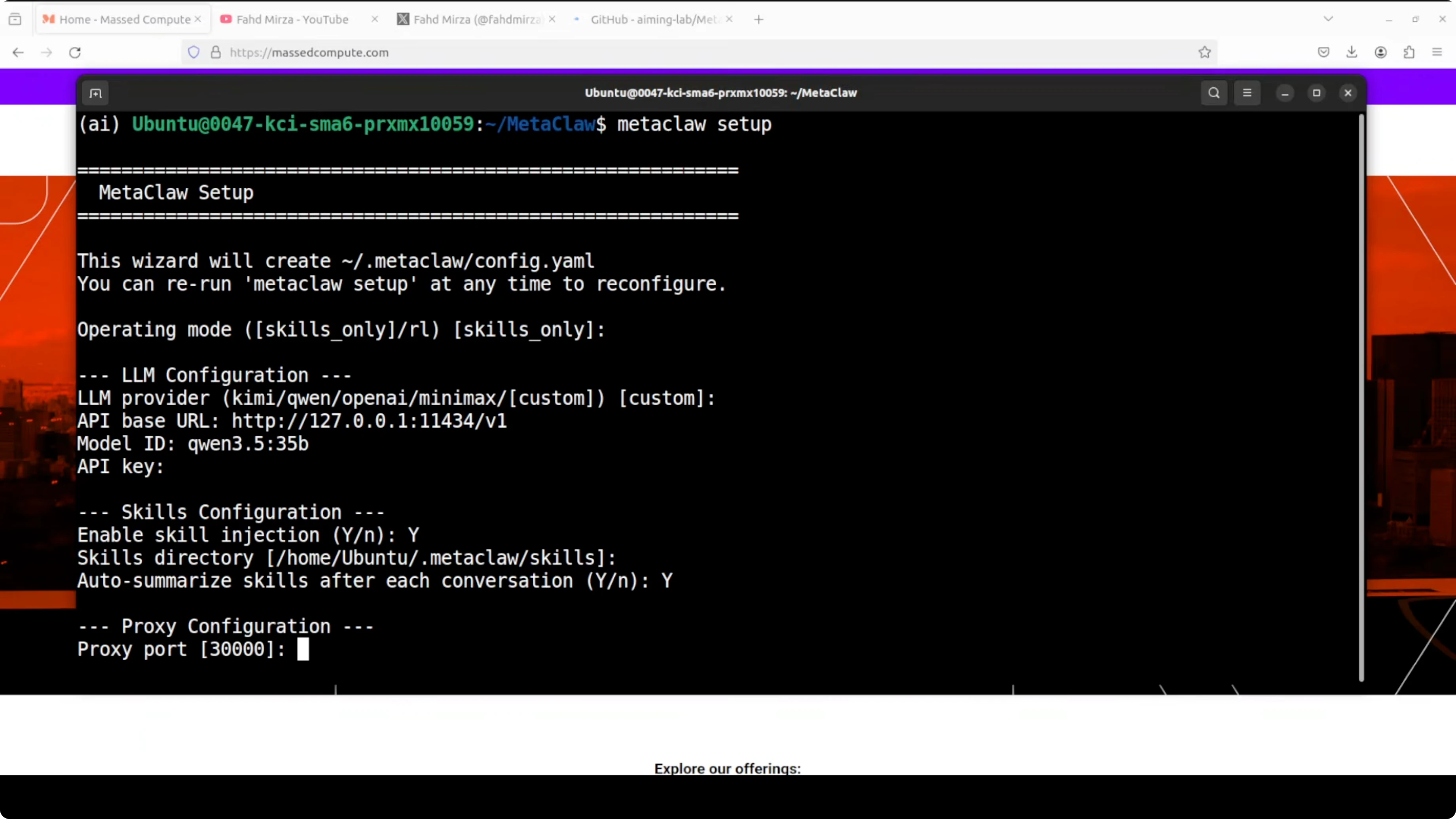MetaClaw status - active proxy and configuration
