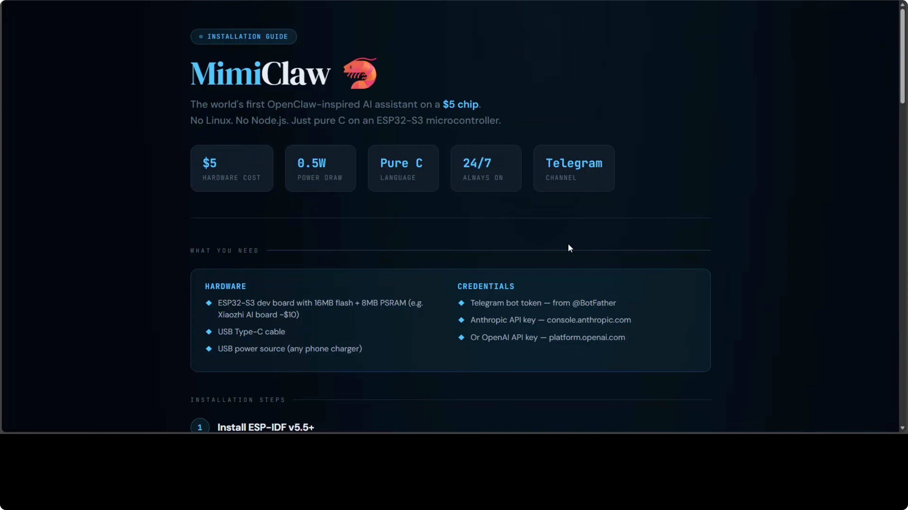 Esempio file di configurazione secrets MimiClaw