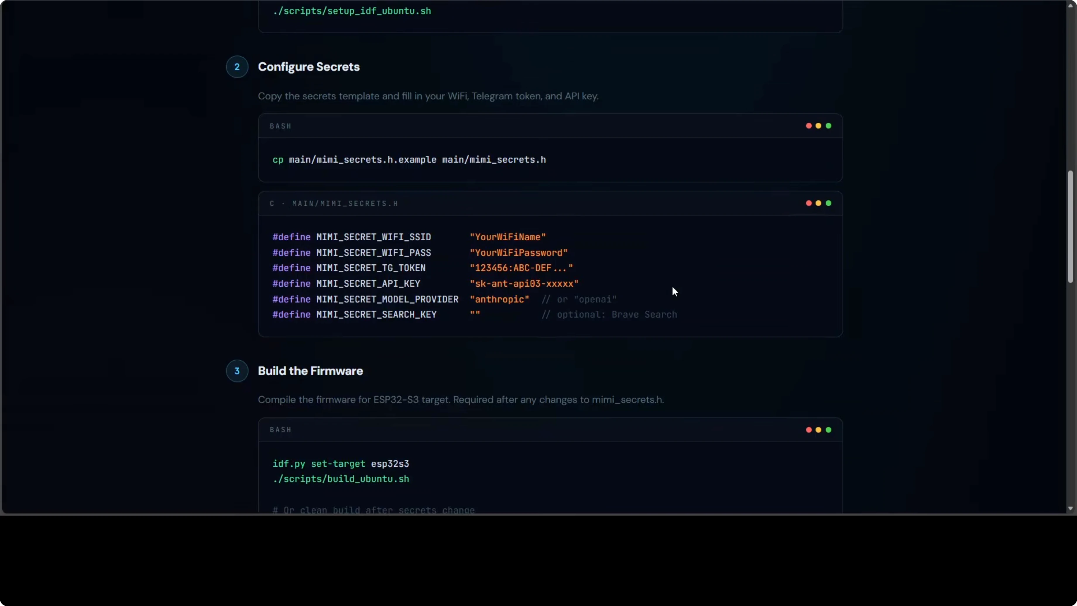 Build del firmware MimiClaw con ESP-IDF