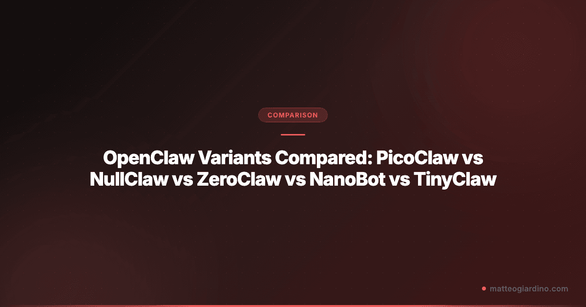 OpenClaw Variants Compared: PicoClaw vs NullClaw vs ZeroClaw vs NanoBot vs TinyClaw
