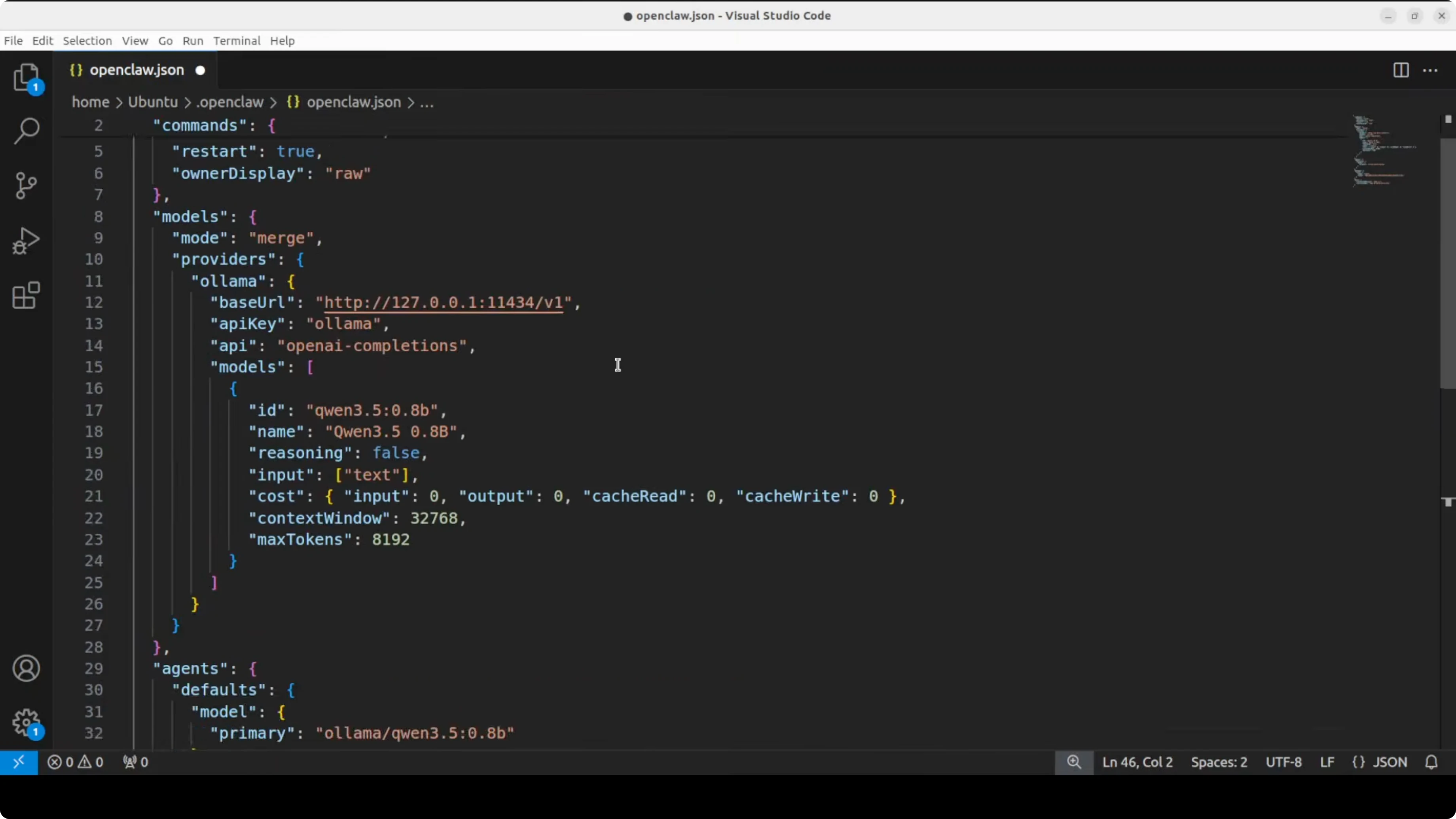Restart OpenClaw gateway after configuration