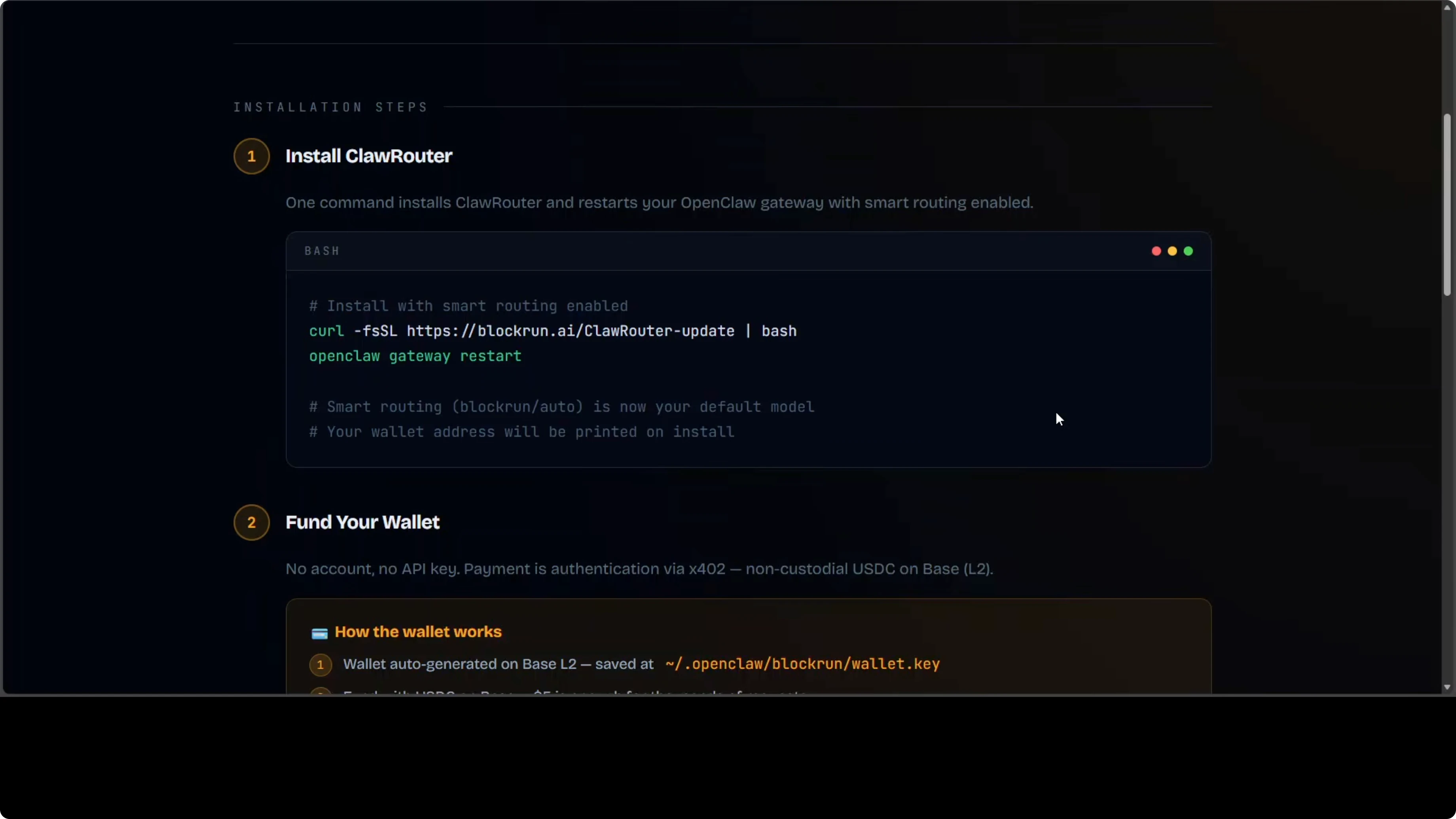 ClawRouter installation command in terminal