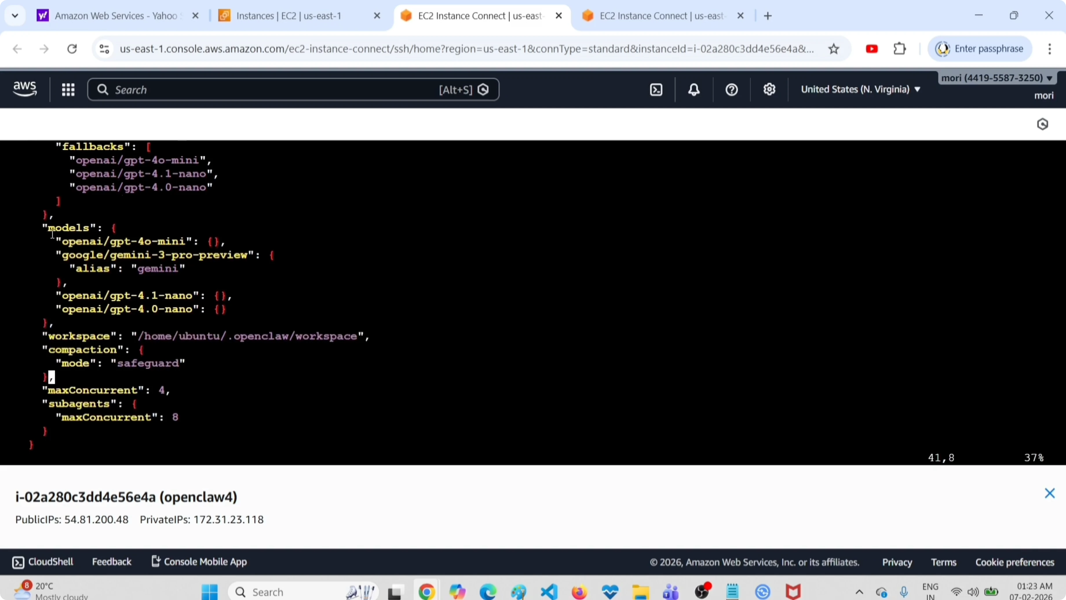 Complete model configuration details