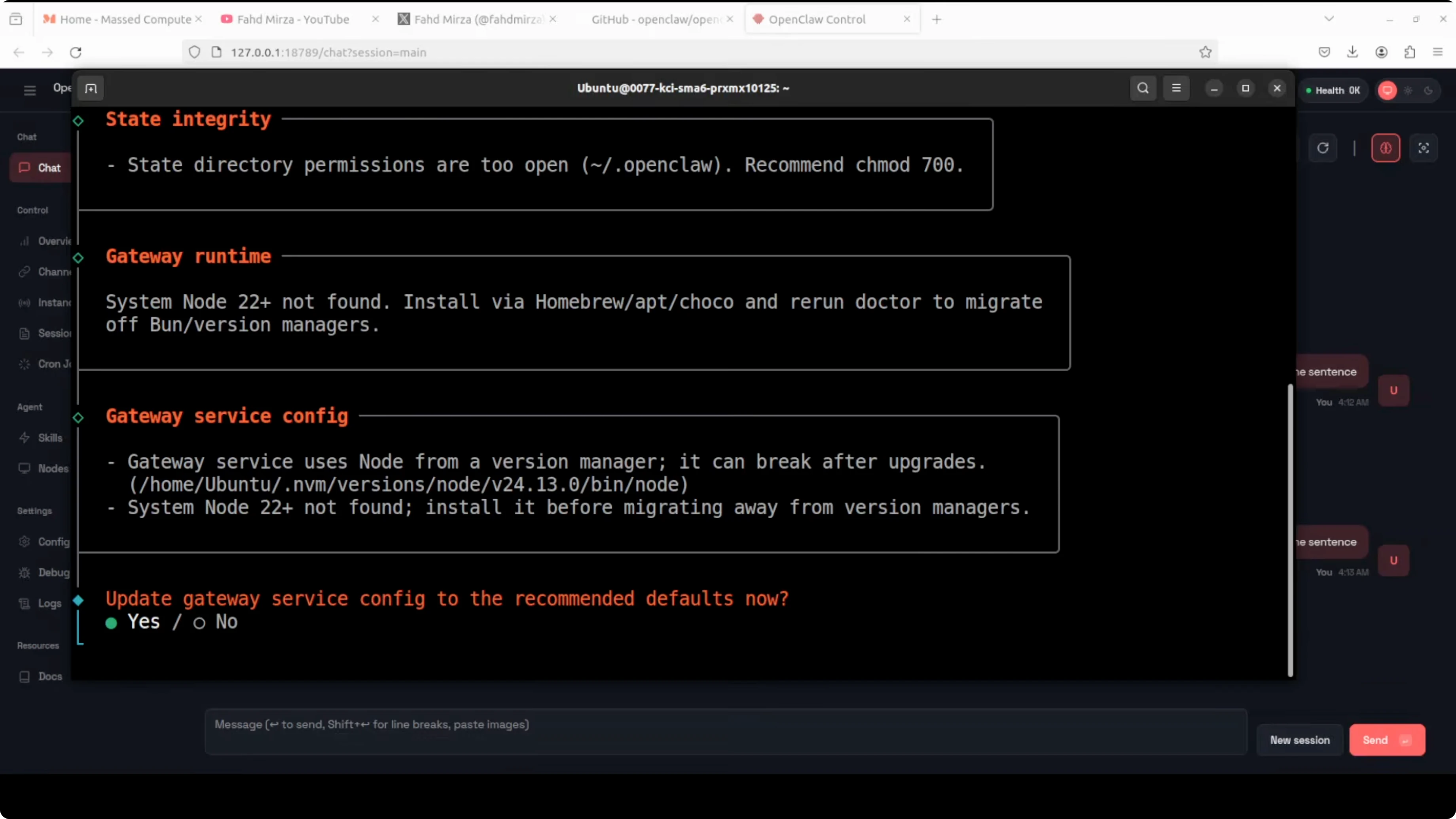 Doctor check output after OpenClaw update