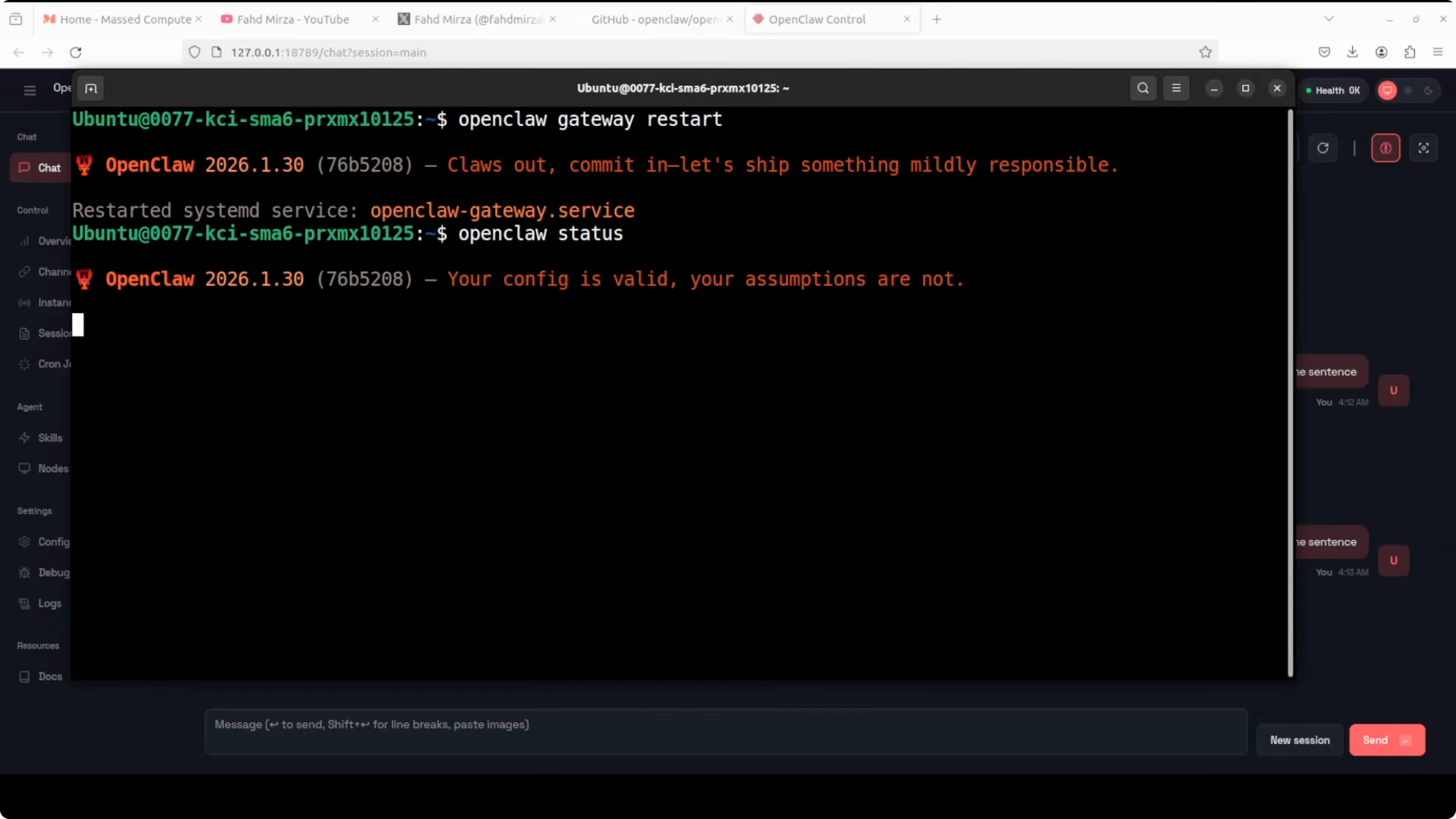 Status of all OpenClaw services after update