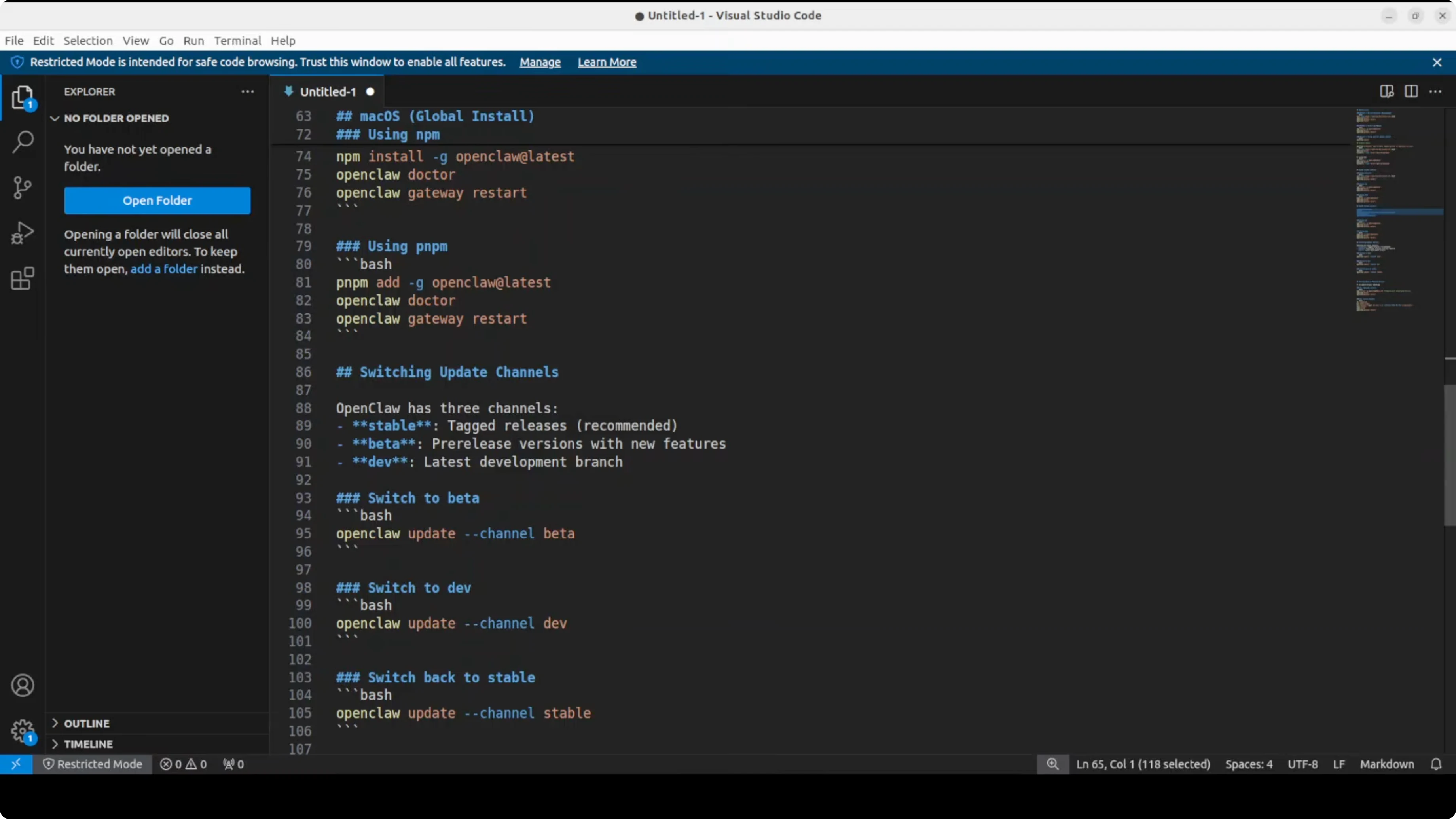 OpenClaw update channels: stable, beta, dev