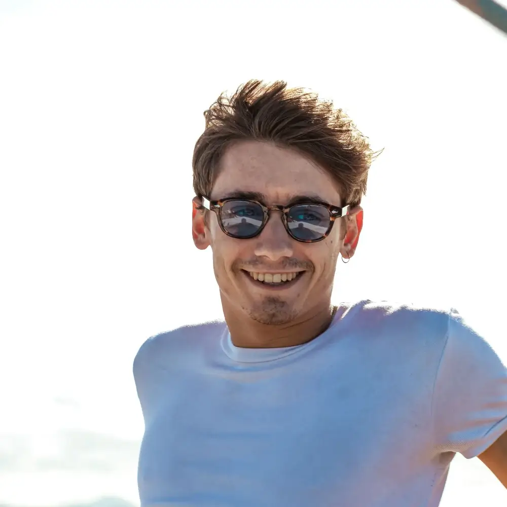 Matteo working on laptop